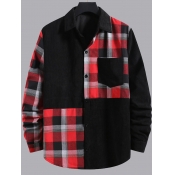 Lovely Casual Turndown Collar Grid Print Patchwork