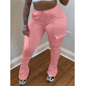 Lovely Street Fold Design Pink Plus Size Pants