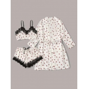 Lovely Casual Lace Patchwork White Sleepwear