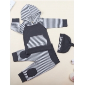 Lovely Sportswear Hooded Collar Striped Patchwork 