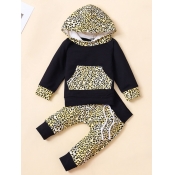 Lovely Stylish Hooded Collar Leopard Print Patchwo