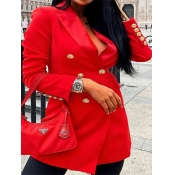 Lovely Trendy Turn-back Collar Buttons Design Red 