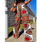 Lovely Bohemian Print Loose White Pants