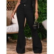 Lovely Casual Basic Flared Black Jeans