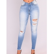 Lovely Street Broken Holes Baby Blue Jeans