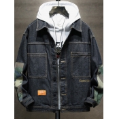 Lovely Street Print Black Men Denim Jacket