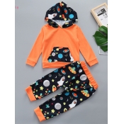 lovely Leisure Hooded Collar Cartoon Print Patchwo