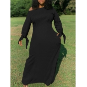 LW BASICS Plus Size Casual Loose Black Maxi Dress