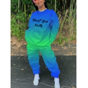 LW O Neck Letter Print Pants Set