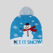 Lovely Christmas Print Blue Hat