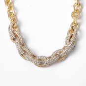 Lovely Trendy Rhinestone Decorative Gold Necklace