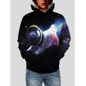 Lovely Street Hooded Collar Print Black Boy Hoodie