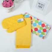 Lovely Stylish Print Yellow Kitchen Towels(Three-p
