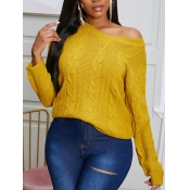 Lovely Leisure V Neck Loose Yellow Sweater