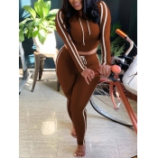 Lovely Sportswear Hooded Collar Patchwork Skinny C