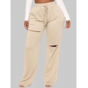 Lovely Casual Broken Holes Apricot Plus Size Pants