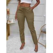Lovely Casual Pocket Patched Green Pants