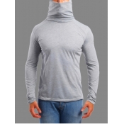 Lovely Casual Hooded Collar Basic Grey Men T-shirt