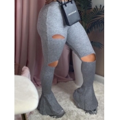 LW Casual Hollow-out Grey Pants