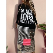 Lovely Street O Neck Color-lump Patchwork Black An