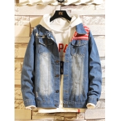 Lovely Casual Broken Holes Blue Men Denim Jacket