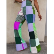 Lovely Street Grid Print Grass Green Pants