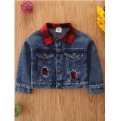 Lovely Street Shirt Collar Hollow-out Blue Boy Coa