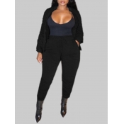 Lovely Sportswear Long Sleeve Black Plus Size Two-