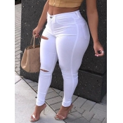 LW Plus Size High Stretchy Hollow-out White Jeans