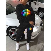 LW Lip Print Kangaroo Pocket Tracksuit Set