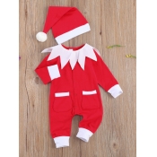 Lovely Christmas Day Patchwork Red Boy One-piece J