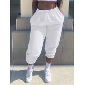 Lovely Casual Basic White Pants