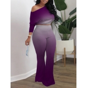 LW Casual Flare Gradient PurplePlus Size Two-piece
