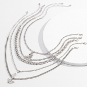 Lovely Stylish Multilayer Silver Necklace