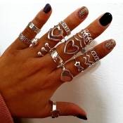 Lovely Chic 17-piece Silver Ring