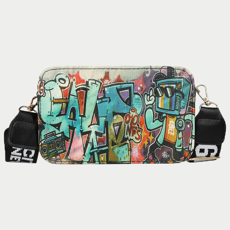 LW Chic Graffiti Print Beige Crossbody Bags