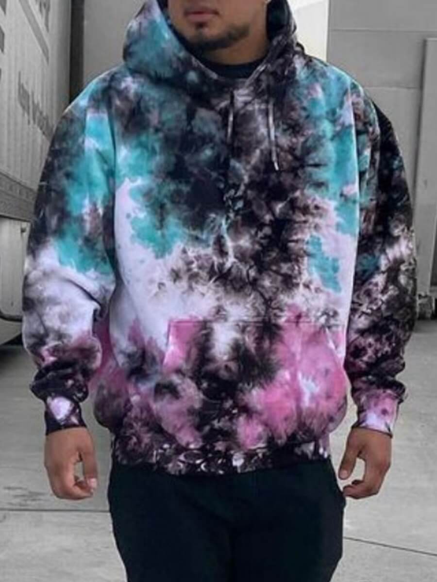 LW Men Tie-dye Kangaroo Pocket Hoodie