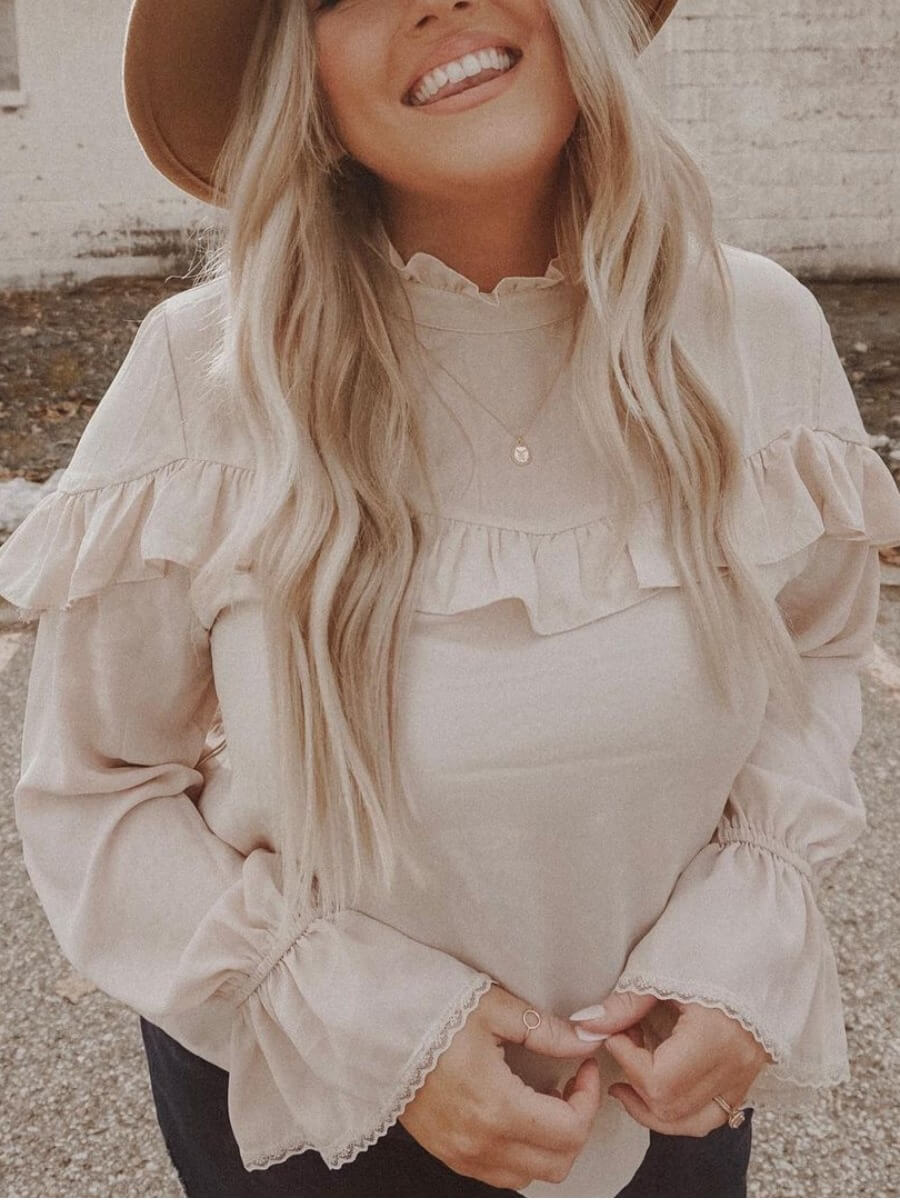LW Plus Size Half A Turtleneck Ruffle Design Blouse