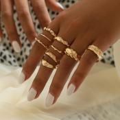 Lovely Trendy 9-piece Gold Ring