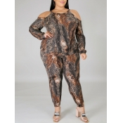 Lovely Trendy Print Hollow-out Multicolor Plus Siz