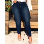 Lovely Plus Size Street Button Design Skinny Deep 