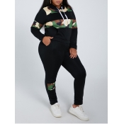 Lovely Casual Hooded Collar Camo Print Patchwork P