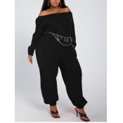 Lovely Plus Size Leisure Loose Black One-piece Jum