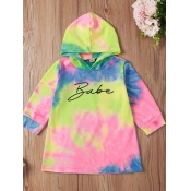 Lovely Casual Hooded Collar Letter Print Multicolo