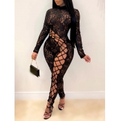 Lovely Sexy Turtleneck Lace Patchwork Hollow-out B