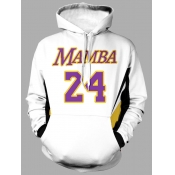 Lovely Men Leisure Hooded Collar Letter Print Whit