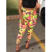 Lovely Street Camo Print Yellow Pants