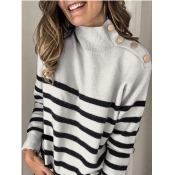 LW Chic Turtleneck Button Grey Sweater