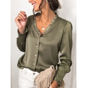 LW V Neck Ruffle Trim Blouse