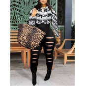 Lovely Casual O Neck Patchwork Ripped Milk White O